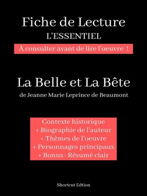 cover image of Fiche de lecture "L'ESSENTIEL"--La Belle et la bête de Jeanne Marie Leprince de Beaumont